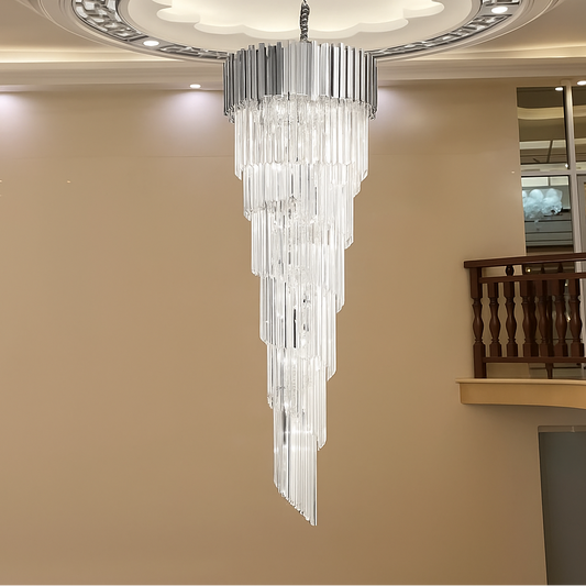 Candelabru Cristal BLOIS Ascendere E14, Diametru 60cm, Argintiu, Inaltime Reglabila
