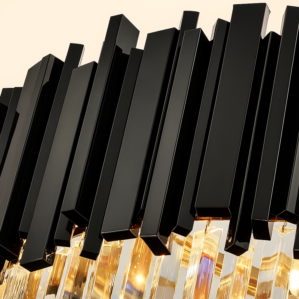 Candelabru Cristal BLOIS Ascendere, 28xE14, Diametru 60cm, Negru, Inaltime Reglabila