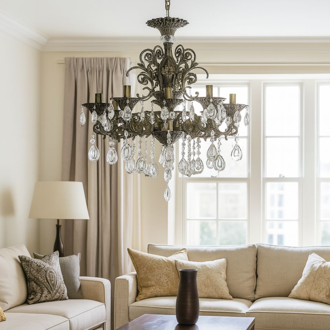 Candelabru Cristal SANSSOUCI Magno, 8xE14, Diametru 65cm, Alama Antichizata