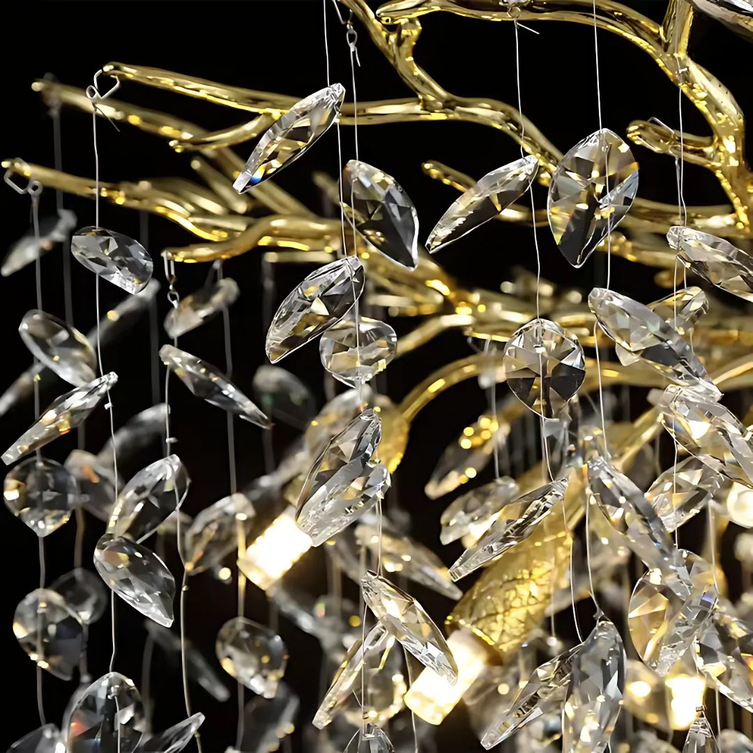 Candelabru Cristal WALTZ Rhapsody, 12x G9, Auriu, 80cm, Inaltime Reglabila