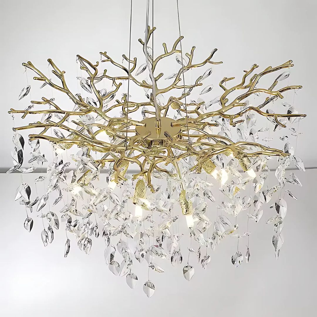 Candelabru Cristal WALTZ Rhapsody, 12x G9, Auriu, 80cm, Inaltime Reglabila