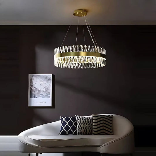 Candelabru LED Giuseppe cu Telecomanda, 95W, Dimabil, Diametru 80cm, Auriu