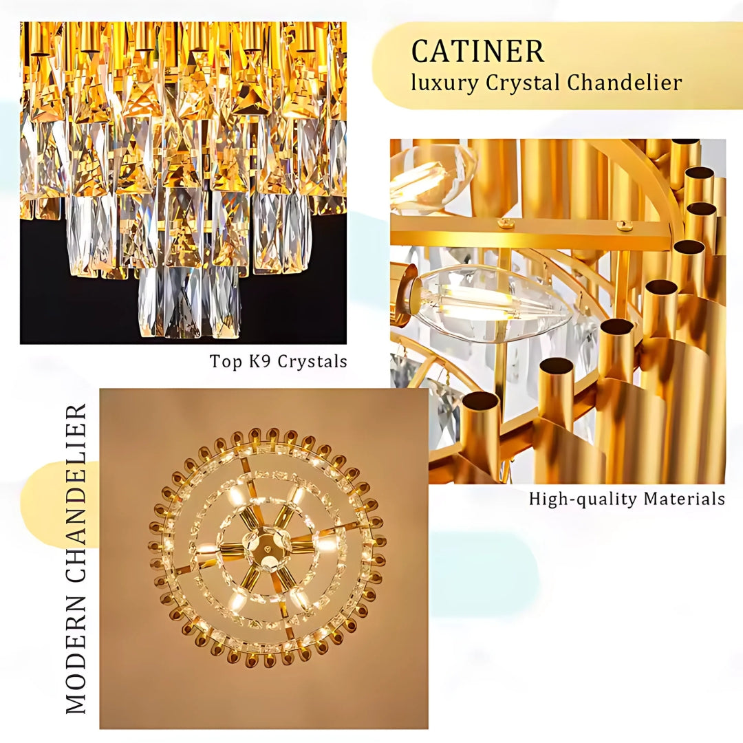 Candelabru Cristal VERSAILLES Magno 8x E14, Diametru 60cm, Auriu, Inaltime Reglabila