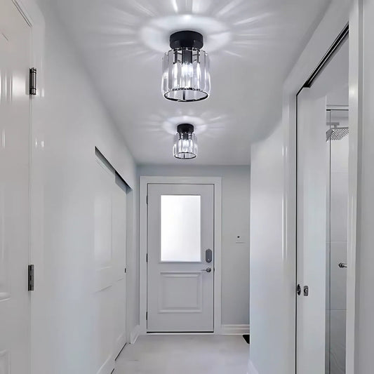 Lustra Clasica, Georgiana, 1x E27, Abajur Sticla, Negru, Metal si Sticla