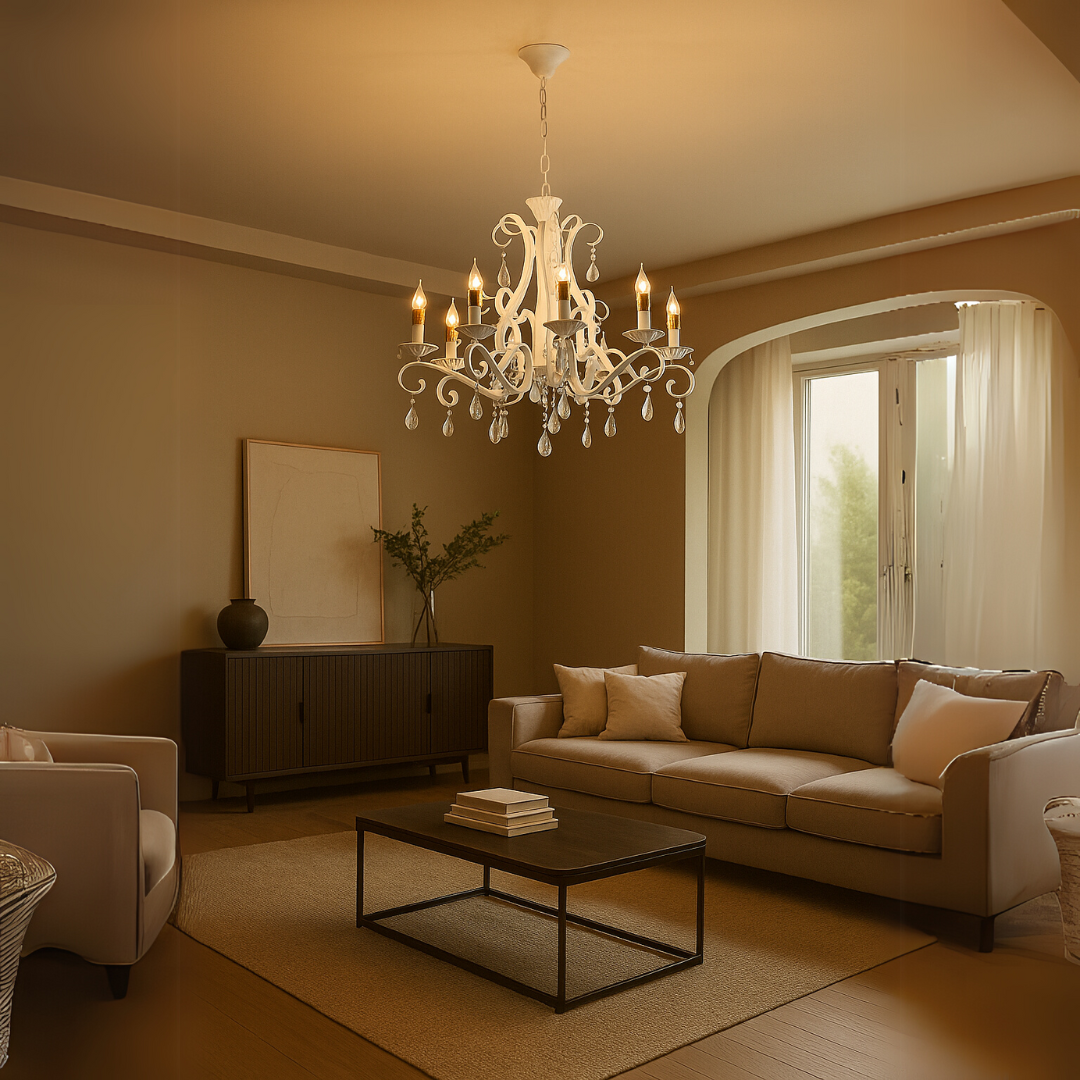 Candelabru DELLI SANTI 6xE14, Diametru 52cm, Alb, Inaltime Reglabila Candelabre Clasice Default Title Alessandro Design