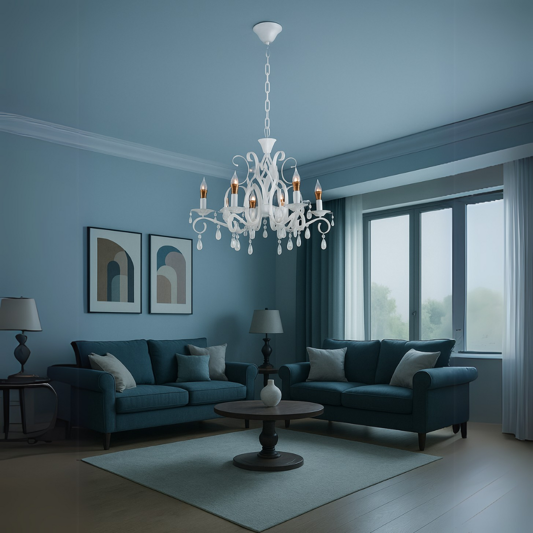 Candelabru DELLI SANTI 6xE14, Diametru 52cm, Alb, Inaltime Reglabila Candelabre Clasice Default Title Alessandro Design