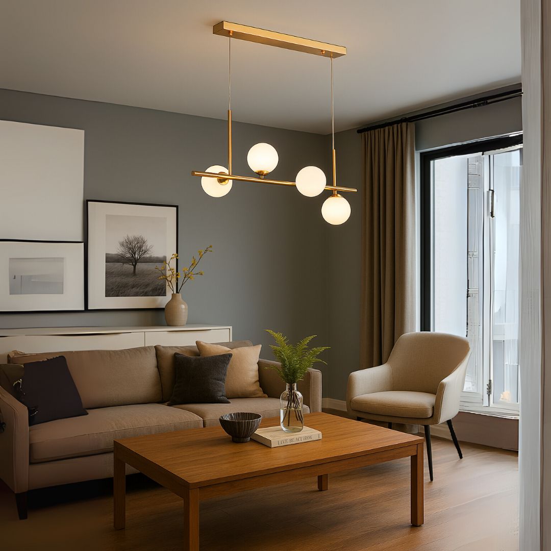 Lustra cu bec moderna LOFT Pavilion, 4x G9, Auriu, Metal, Inaltime Reglabila Lustre Moderne Default Title Alessandro Design