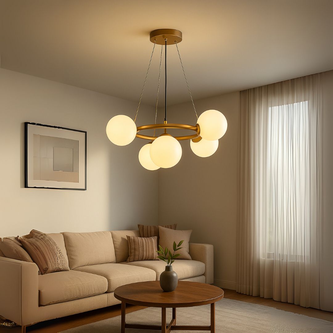 Lustra LOFT Chamber, 5x G9, Alb Auriu, Metal, Inaltime Reglabila, Modern Lustre Moderne Default Title Alessandro Design