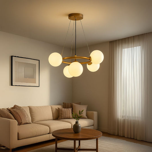 Lustra LOFT Chamber, 5x G9, Alb Auriu, Metal, Inaltime Reglabila, Modern Lustre Moderne Default Title Alessandro Design