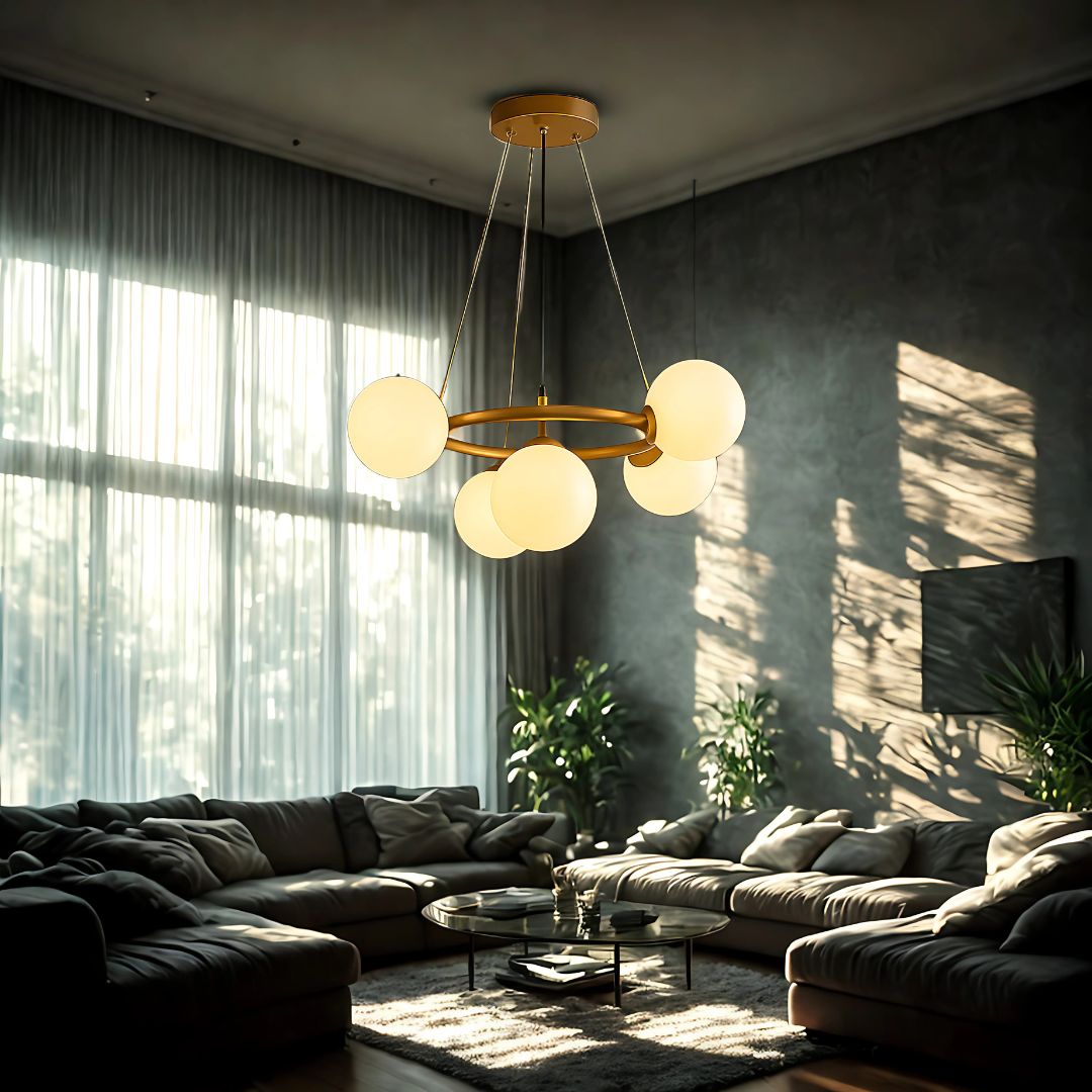 Lustra LOFT Chamber, 5x G9, Alb Auriu, Metal, Inaltime Reglabila, Modern Lustre Moderne Default Title Alessandro Design
