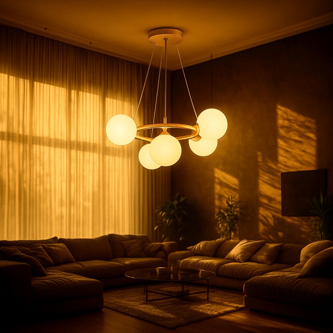 Lustra LOFT Chamber, 5x G9, Alb Auriu, Metal, Inaltime Reglabila, Modern Lustre Moderne Default Title Alessandro Design