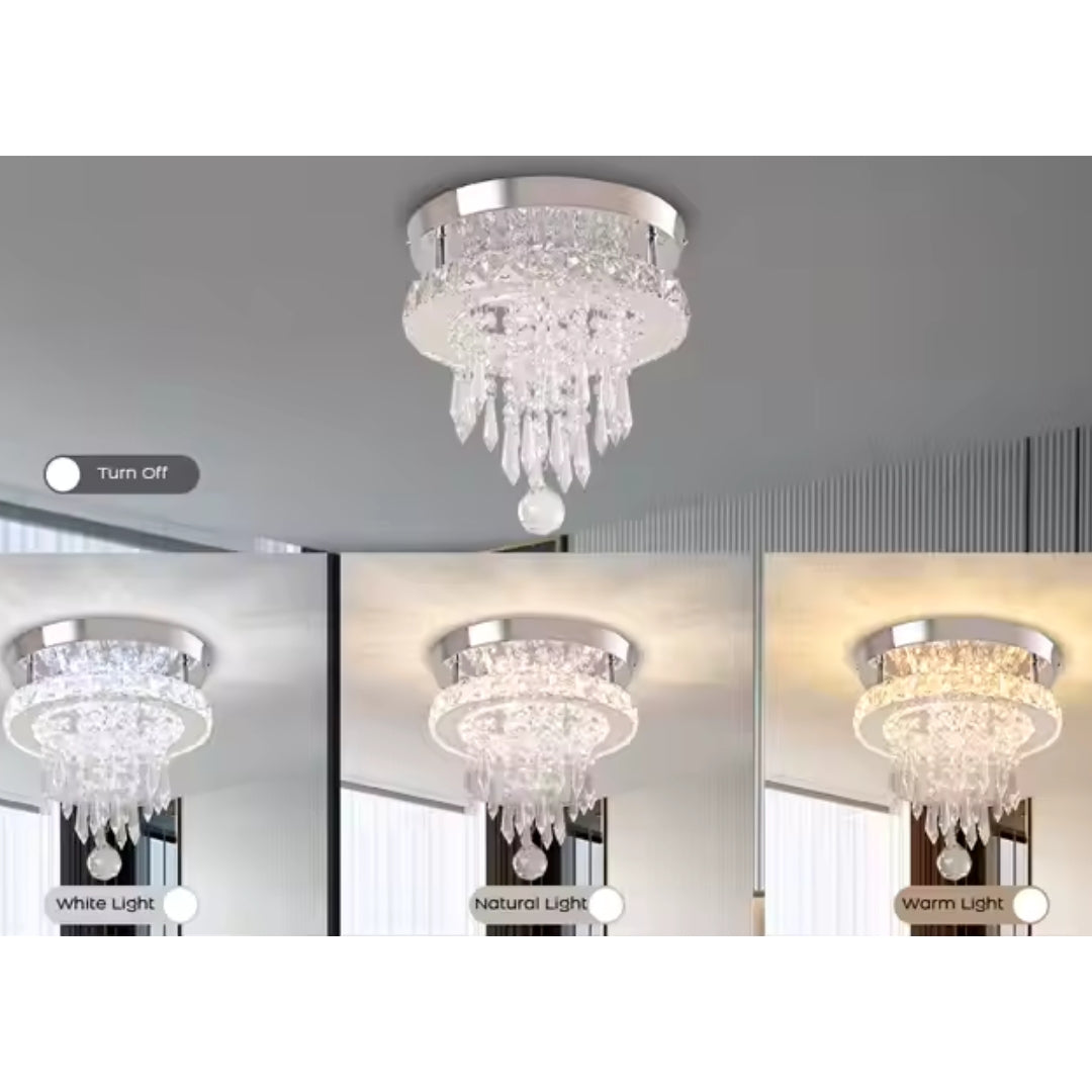 Candelabru LED Alberico Rotund, 17W, Lumina Rece/Calda/Neutra, Cristal, Crom Lucios Candelabre Moderne Default Title Alessandro Design