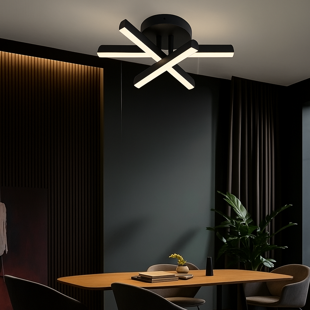 Lustra LED Diego, 26W, Negru, Metal, Lumina Rece/Calda/Neutra Lustre LED Default Title Alessandro Design
