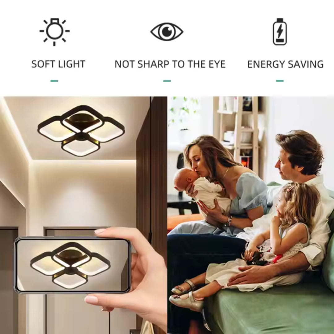 Lustra LED VERTEX Tesser 36W, 4 Patrate, lumina Rece/Calda/Neutra, Negru