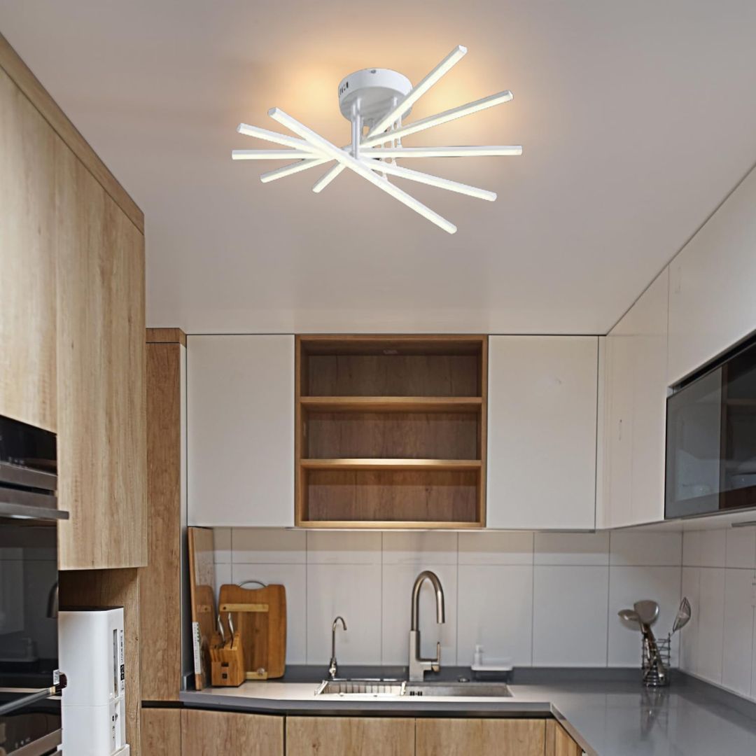 Lustra LED cu Telecomanda GIO, 90W, 5 Elemente, Lumina Rece/Clada/Neutra, Dimabila, Alb