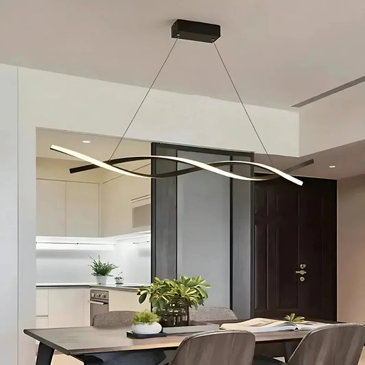Lustra LED suspendata cu telecomanda FLUX 80W, lumina Rece/Calda/Neutra, Dimabila, Negru,  Inaltime Reglabila