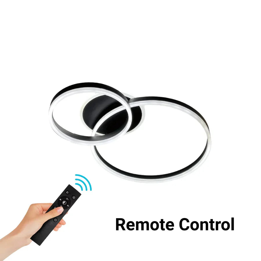 Lustra LED cu telecomanda LT511/30+40+50BK, 93W, 2 Cercuri, lumina Rece/Calda/Neutra, Dimabila, Negru