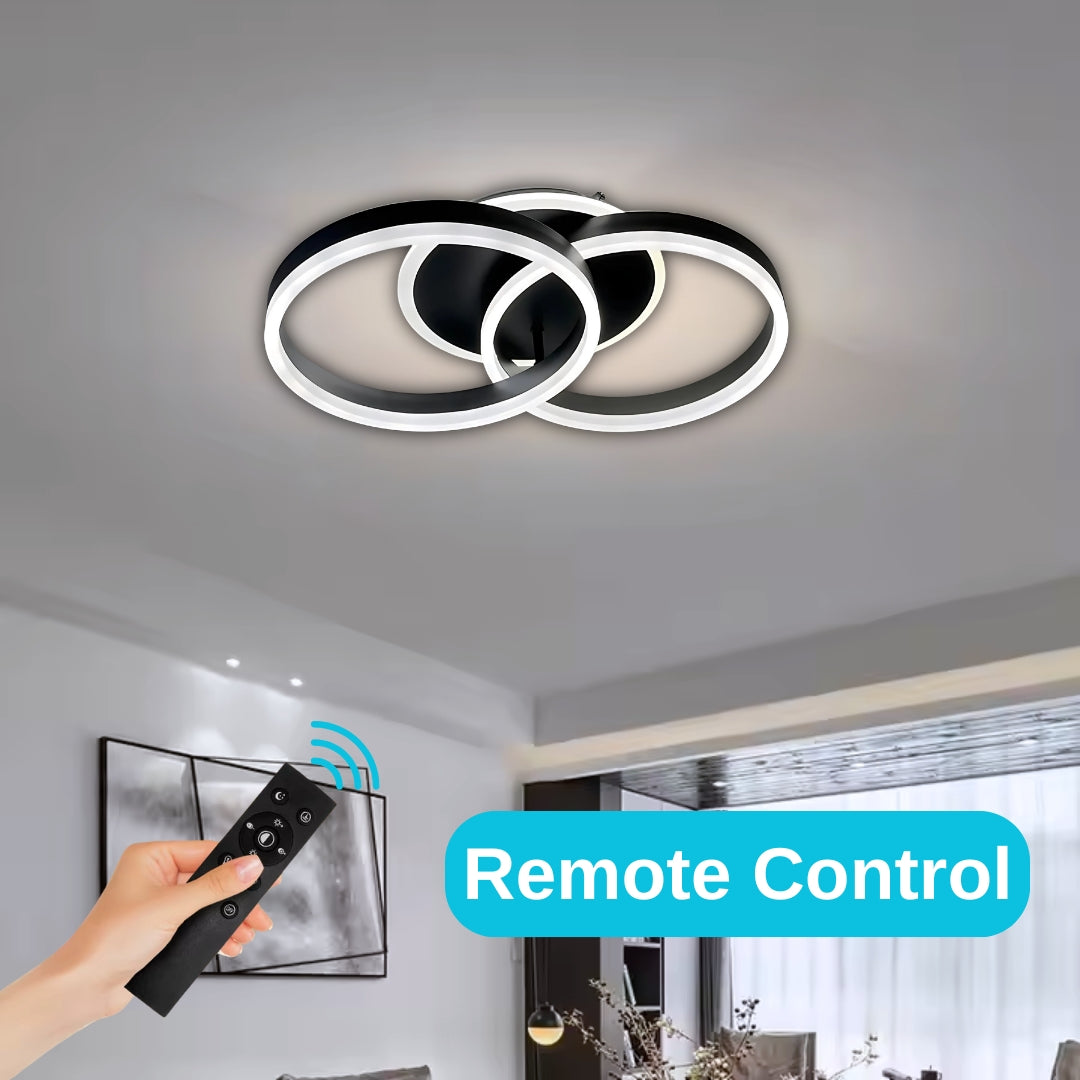 Lustra LED cu telecomanda RIGA LILITH 55W, 2 Cercuri, lumina Rece/Calda/Neutra, Dimabila, Negru