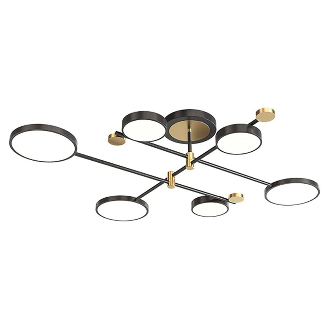 Lustra LED cu Telecomnda MARIA, 63W, 6 Elemente, Lumina Calda/Rece/Neutra, Dimabila, Negru