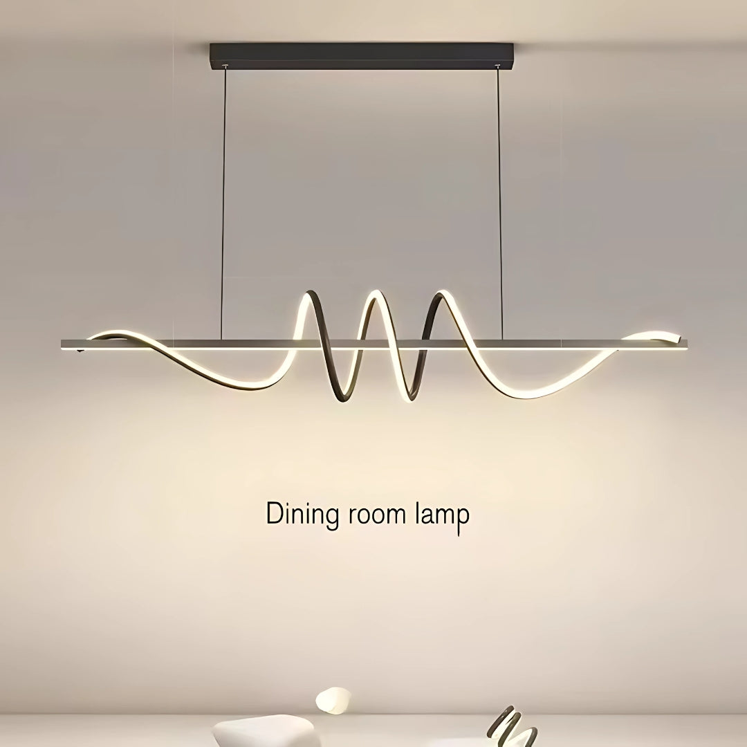 Lustra LED suspendata cu telecomanda RIBBON 66W, Liniara, lumina Rece/Calda/Neutra, Dimabila, Negru, Inaltime Reglabila