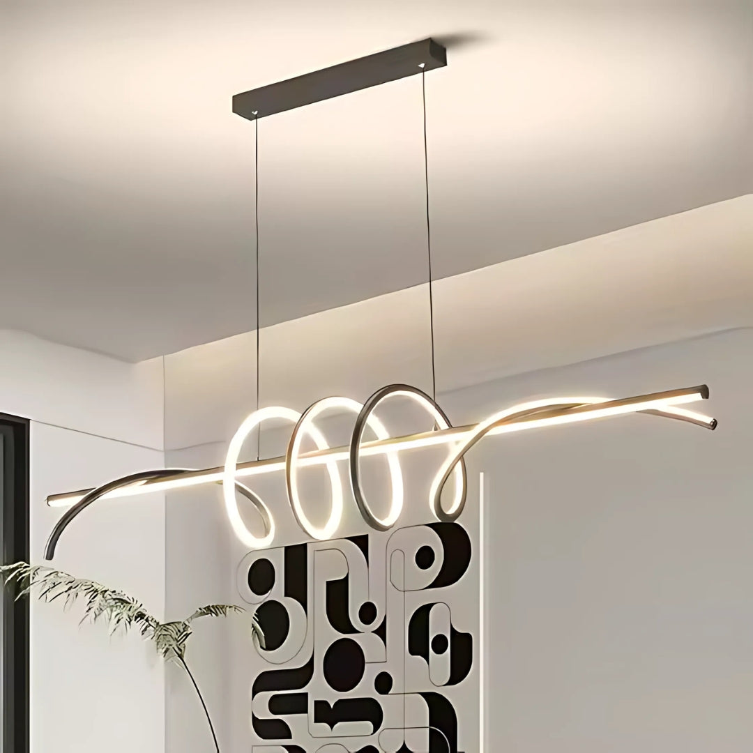 Lustra LED suspendata cu telecomanda RIBBON 66W, Liniara, lumina Rece/Calda/Neutra, Dimabila, Negru, Inaltime Reglabila