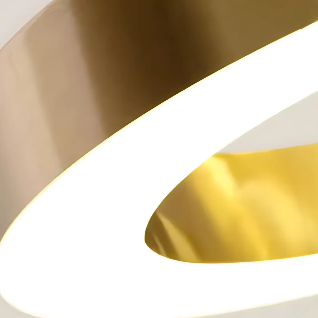 Lustra LED suspendata ANINA 33W, 1 Cerc, lumina Rece/Calda/Neutra, Dimabila, Auriu Lucios Alb, Inaltime Reglabila