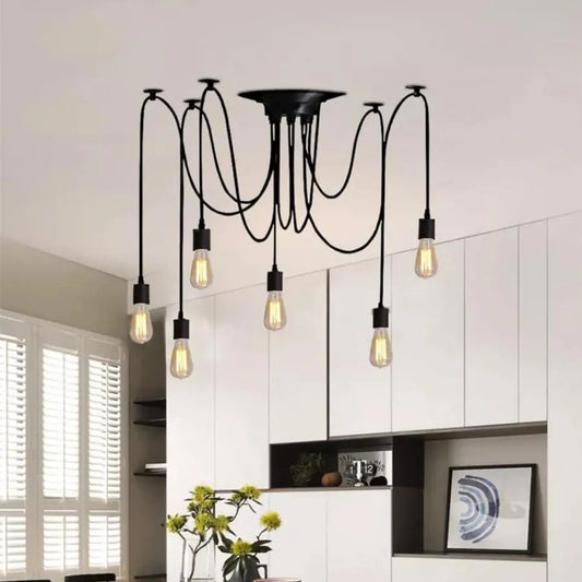 Pendul Paianjen 6XE27, Negru, Metal