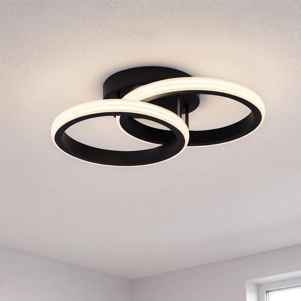 Lustra LED VERTEX CIRCULA 21W, 2 Cercuri, Rame Metalice, lLumina Rece/Calda/Neutra 3000K/4000K/6000K, Negru, Metal Lustre LED Default Title Alessandro Design