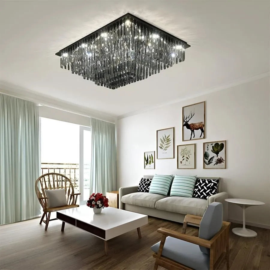 Candelabru Cristal, Brady, 14xE14, Rectangular, Gri