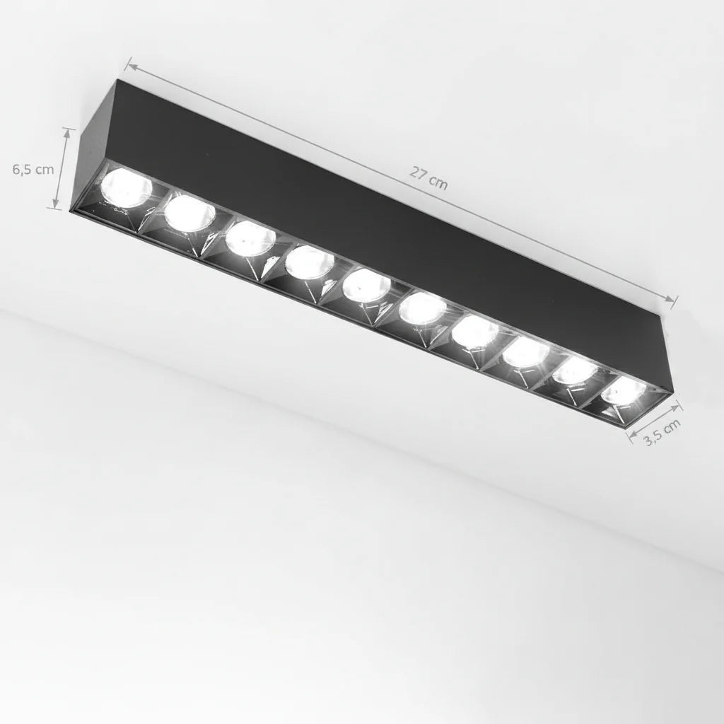 Proiector LED Liniar Aplicat Grilă 15W, Lumina Neutra 4000K, 10 surse, 27 x 3.5 x 6.5 cm Plafoniere LED Default Title Alessandro Design
