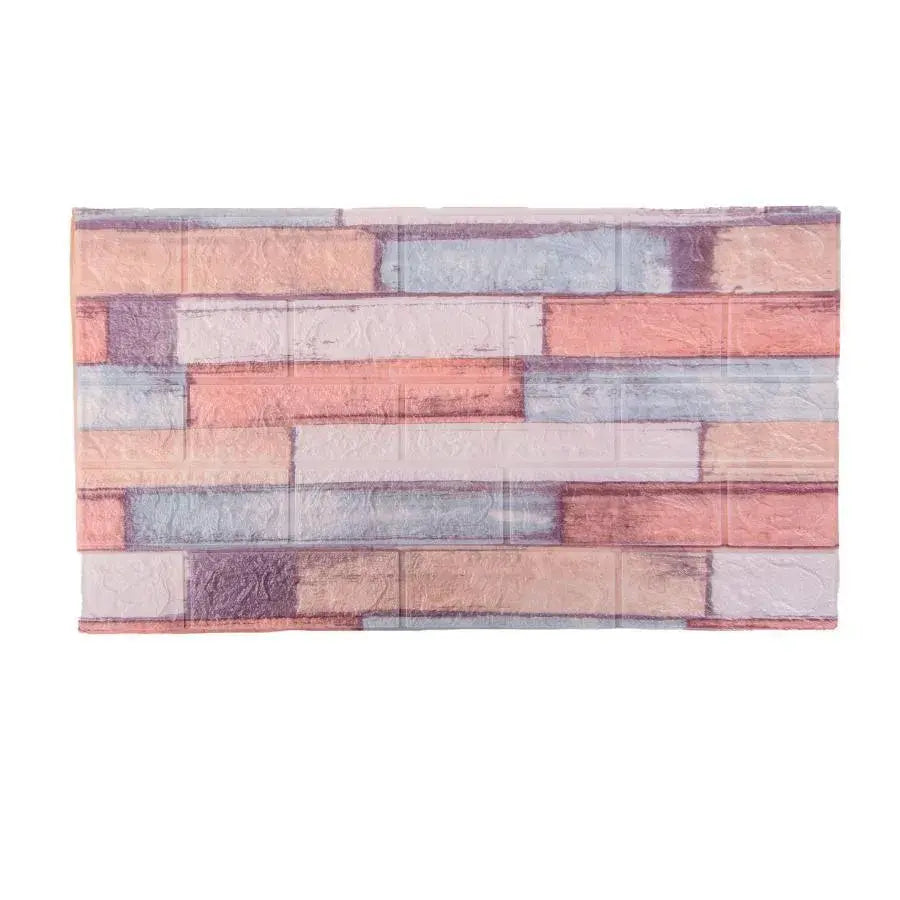 Set 10xTapet 3D autoadeziv caramizi Multicolore din spuma moale, 77cm x 70cm x 6mm