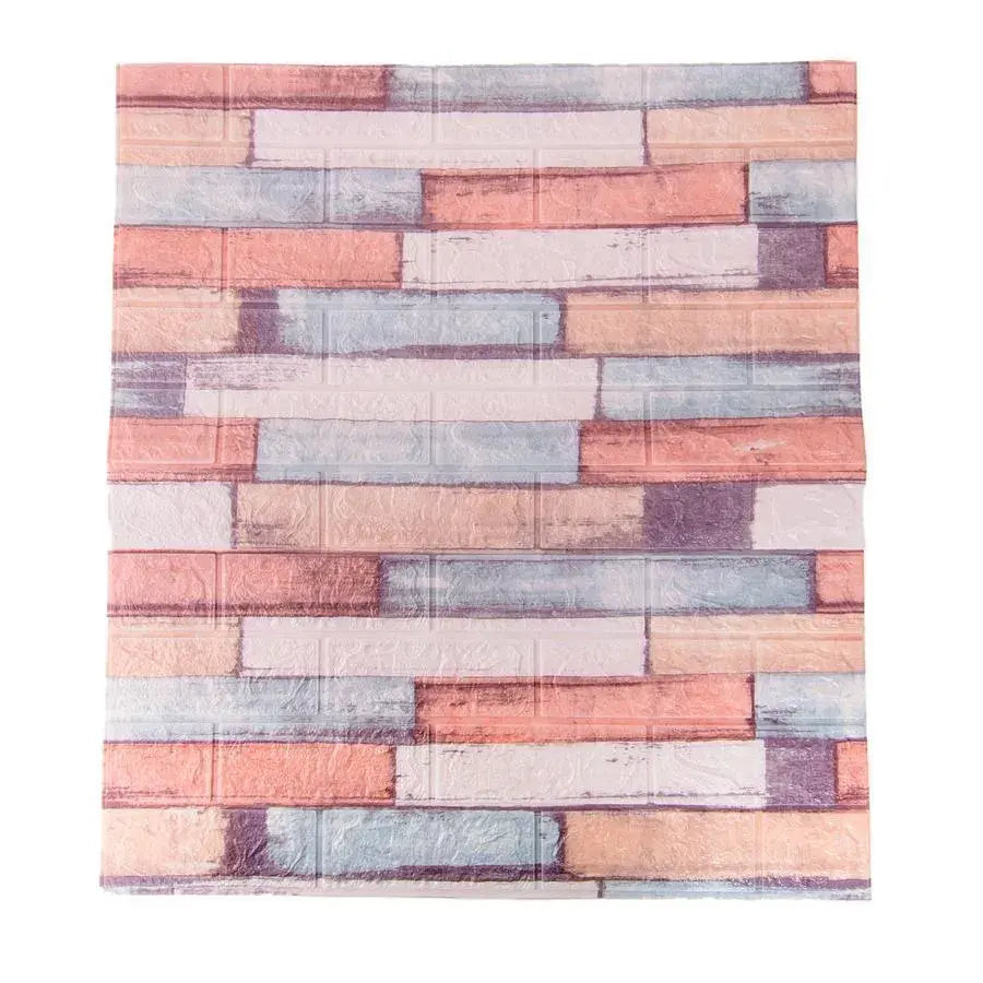 Set 10xTapet 3D autoadeziv caramizi Multicolore din spuma moale, 77cm x 70cm x 6mm