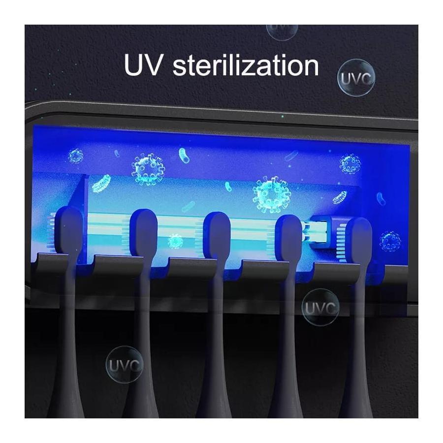 Suport cu Sterilizator UV pentru Periute de Dinti si Dozator Pasta, Alb, Plastic