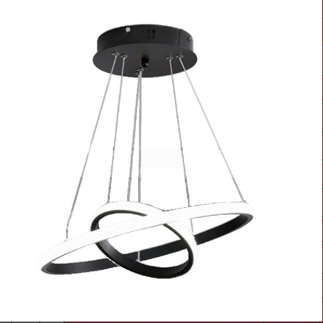 Lustra LED suspendata RICCI 25W, 2 Cercuri, lumina Rece/Calda/Neutra, Negru, Inaltime Reglabila