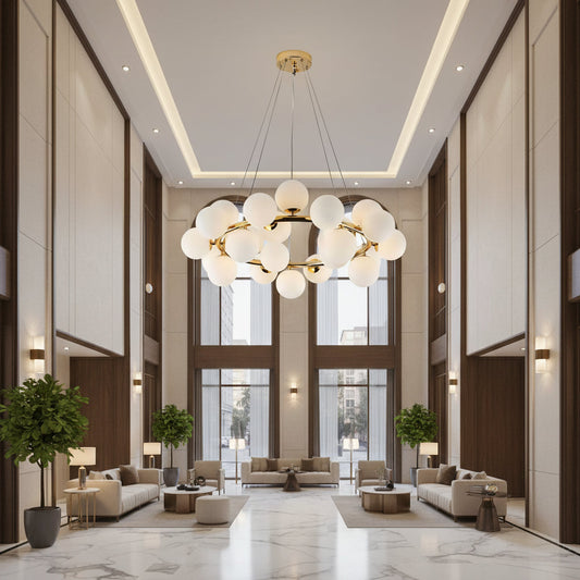 Lustra LOFT Chamber, 25x G9, Alb Auriu, Metal, Inaltime Reglabila, Modern Lustre Moderne Default Title Alessandro Design
