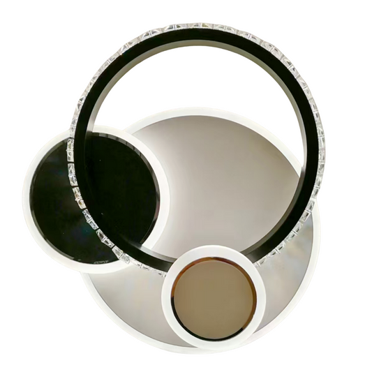 Lustra LED cu cristal PRISMIQ 45W, 3 Cercuri, lumina Rece/Calda/Neutra, Negru Lustre LED Default Title Alessandro Design