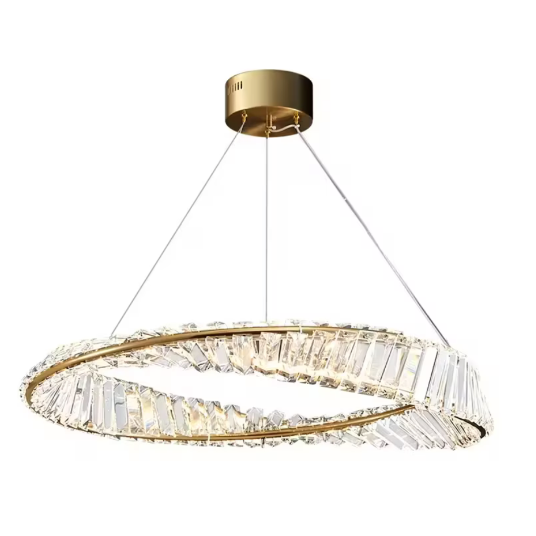 Lustra LED cu telecomanda si cristal LUIGI, 57W, lumina Rece/Calda/Neutra, Dimabila, Auriu Lustre LED cu Telecomanda Default Title Alessandro Design