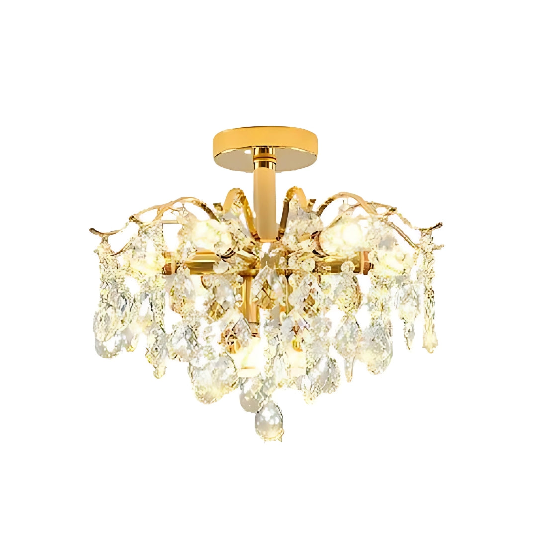 Candelabru Cristal Fiamma, 6x E14, Diametru 40cm, Auriu