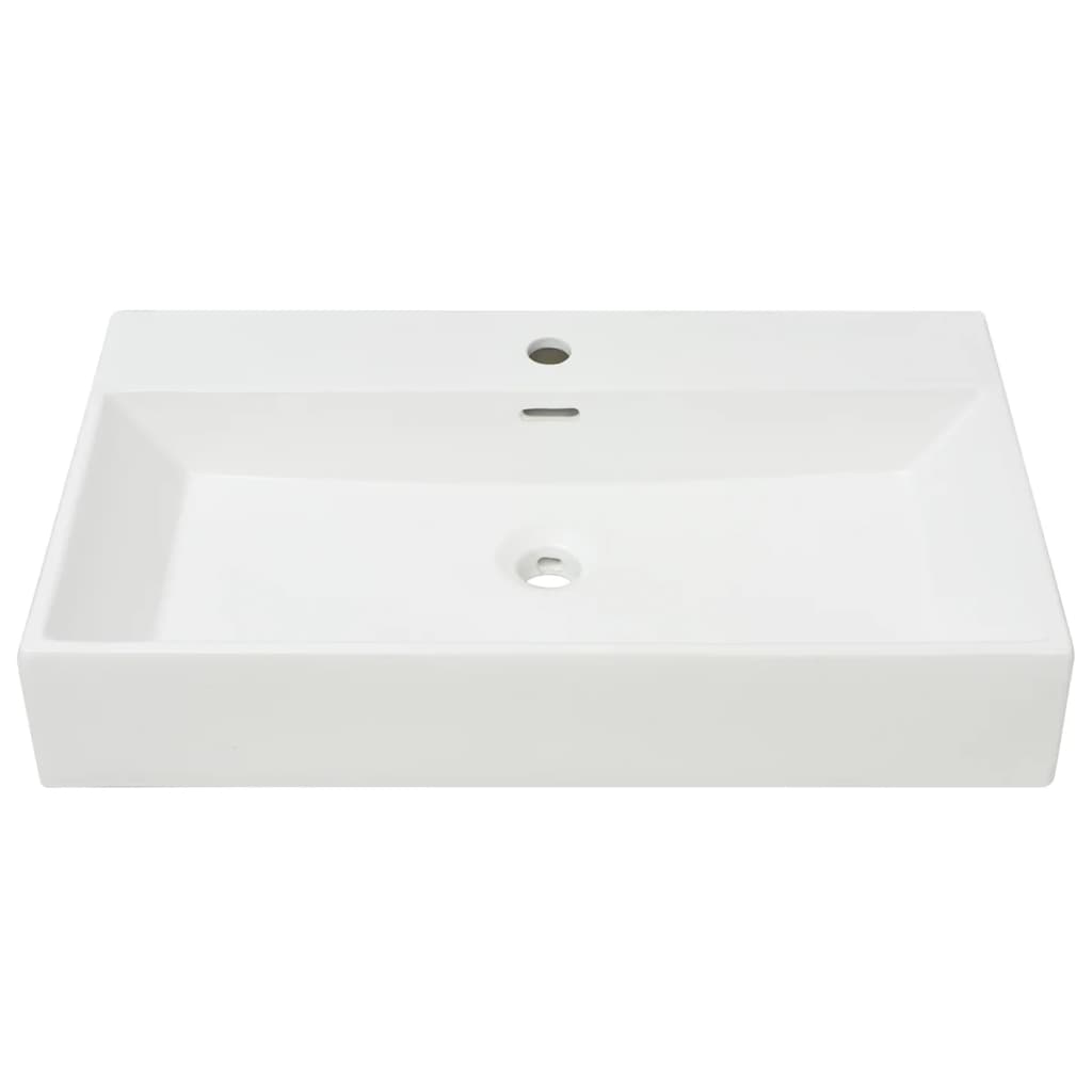 Chiuveta baie, orificiu robinet, ceramica, 76x42,5x14,5 cm, alb