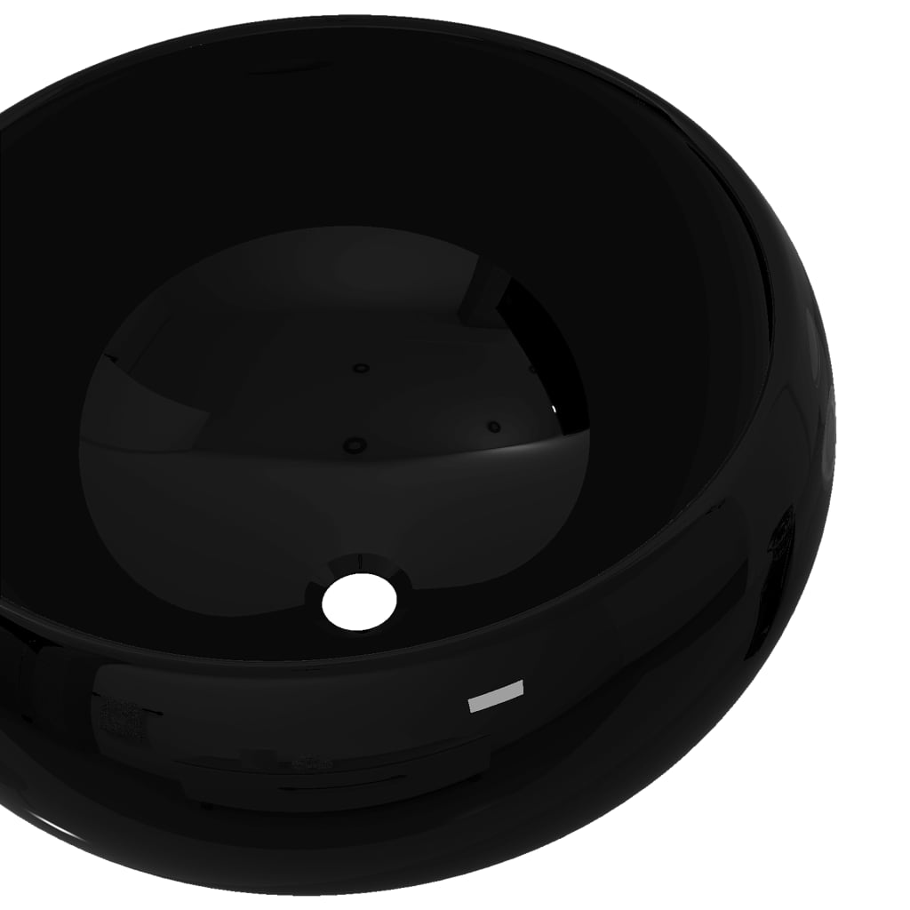 Chiuveta de baie rotunda, negru, 40 x 15 cm, ceramica