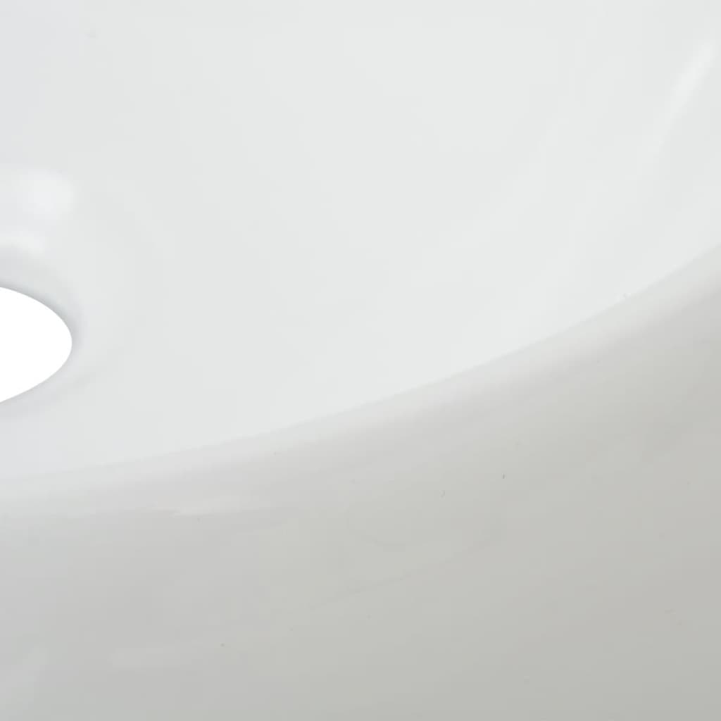 Chiuveta de baie cu robinet mixer, ceramica, rotund, alb