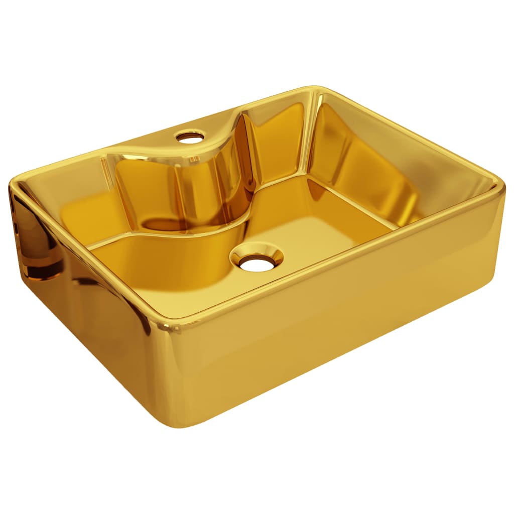 Chiuveta cu orificiu de robinet, auriu, 48x37x13,5 cm, ceramica