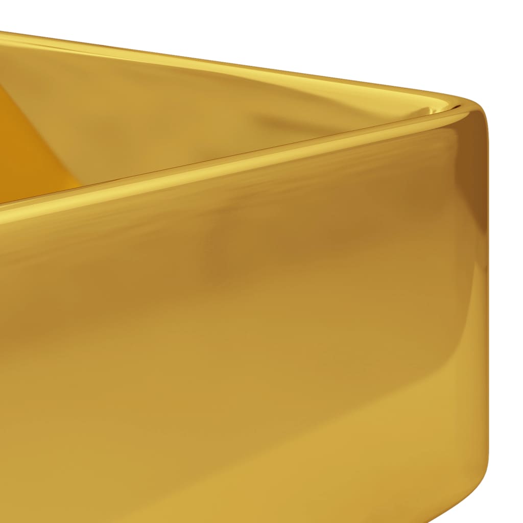 Chiuveta cu orificiu de robinet, auriu, 48x37x13,5 cm, ceramica