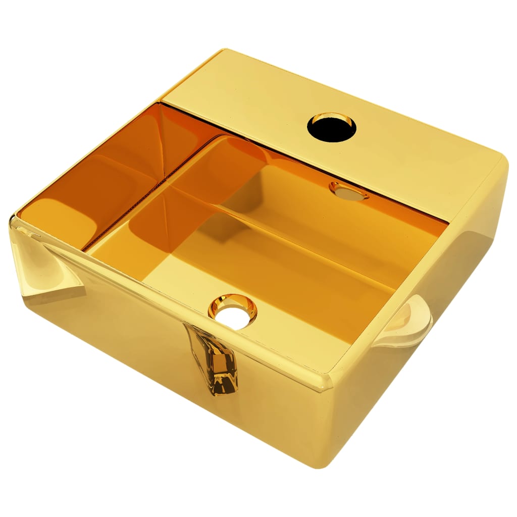 Chiuveta cu orificiu de robinet, auriu, 38x30x11,5 cm, ceramica
