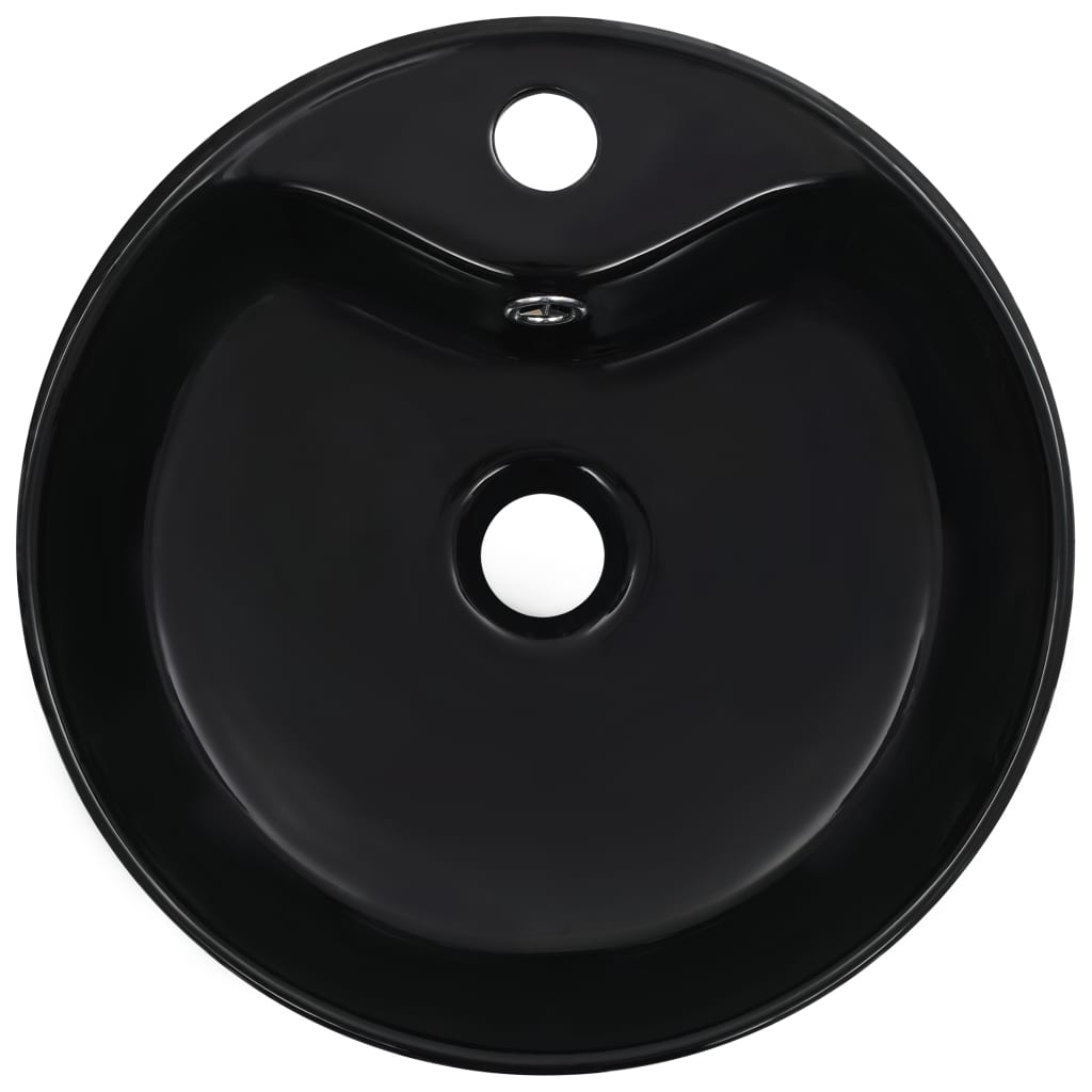 Chiuveta cu preaplin, negru, 36x13 cm, ceramica