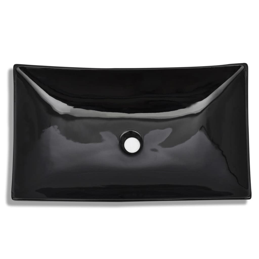 Chiuveta de baie din ceramica, dreptunghiulara, negru