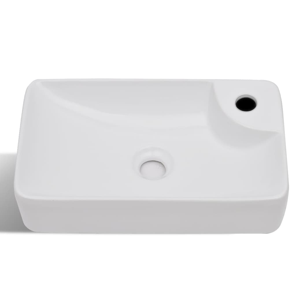 Bazin chiuveta de baie din ceramica cu gaura pentru robinet, alb