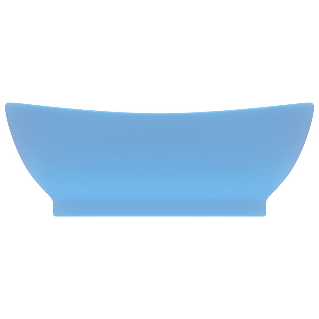 Chiuveta lux cu preaplin, bleu mat, 58,5x39 cm, ceramica, oval