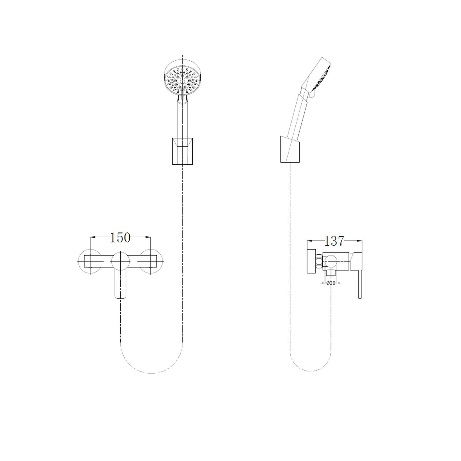 Baterie Cada cu Set de Dus, din Inox, Satinat - KORMAN